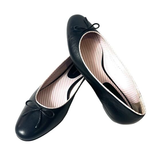 Tommy Hilfiger Flat Ballet Shoe Womens 8.5M Slip On Casual Comfort Black Leather - Picture 1 of 10